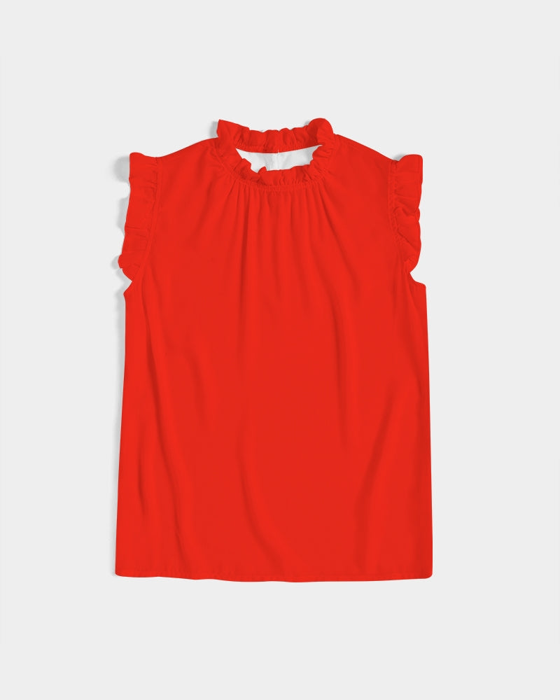 Throw The Tomato Women's All-Over Print Ruffle Sleeve Top