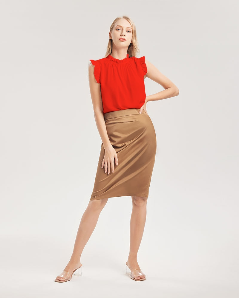 Throw The Tomato Women's All-Over Print Ruffle Sleeve Top