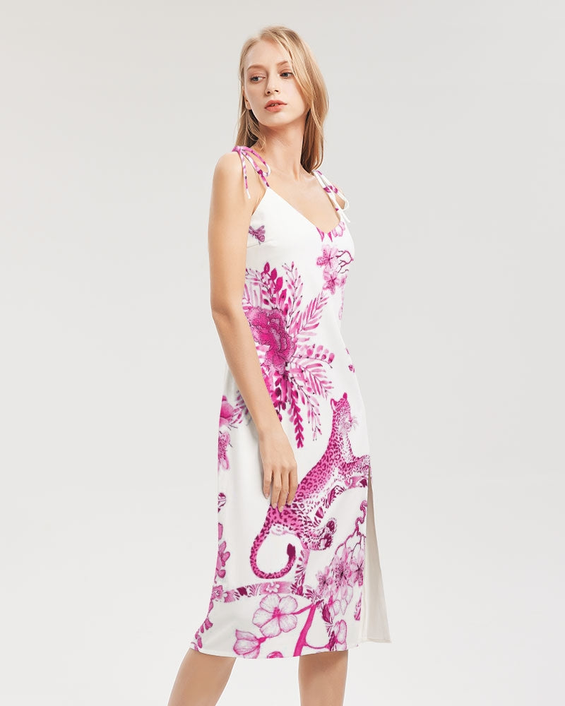 Hey Blue Women's All-Over Print Tie Strap Split Dress