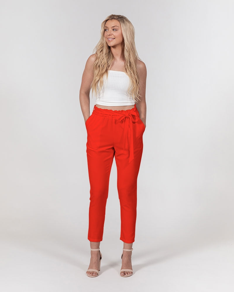 Throw The Tomato Women's All-Over Print Belted Tapered Pants
