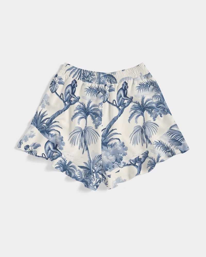 Shoulder Women's All-Over Print Ruffle Shorts