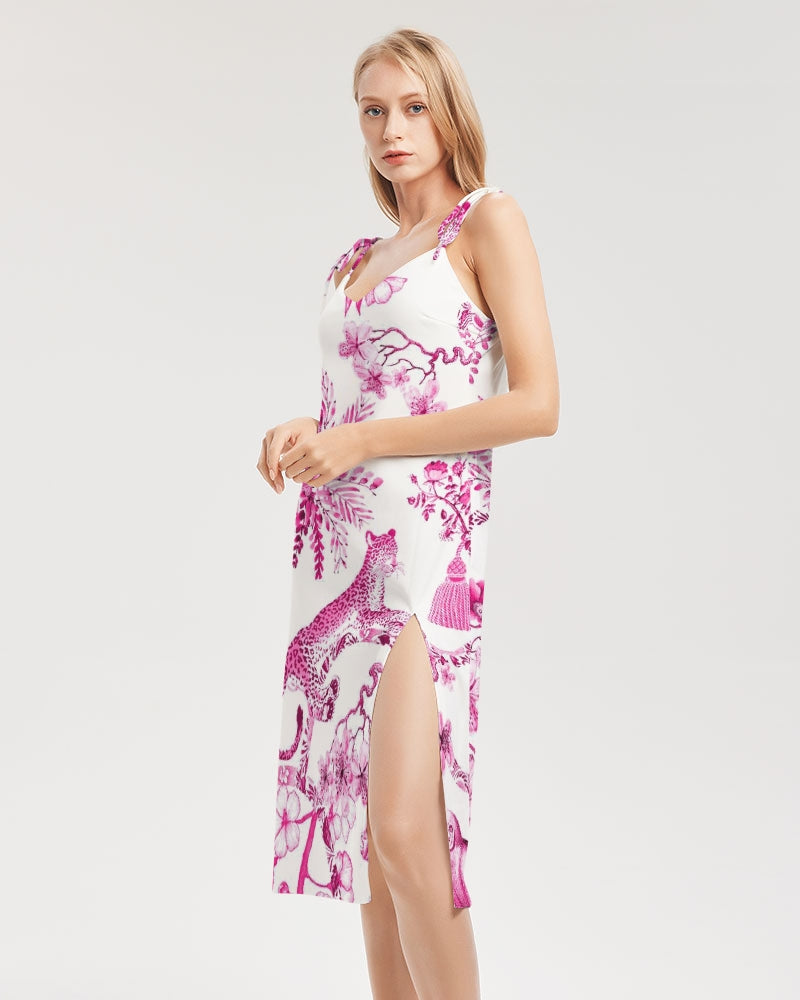 Hey Blue Women's All-Over Print Tie Strap Split Dress