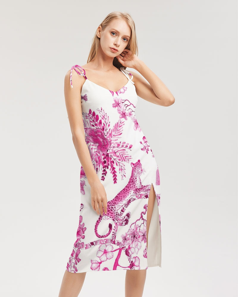 Hey Blue Women's All-Over Print Tie Strap Split Dress