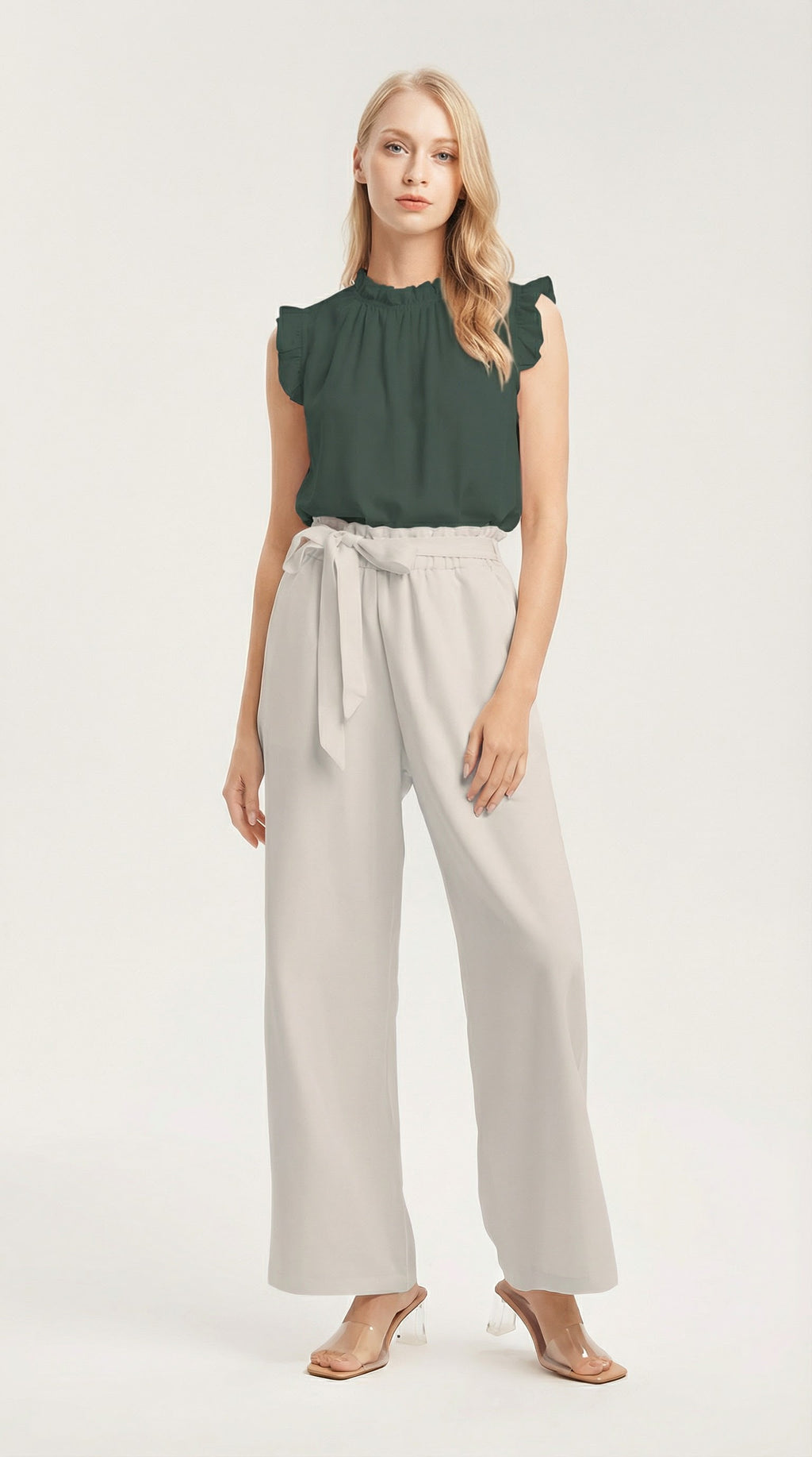 Santorini Verde Ruffle Sleeve Top