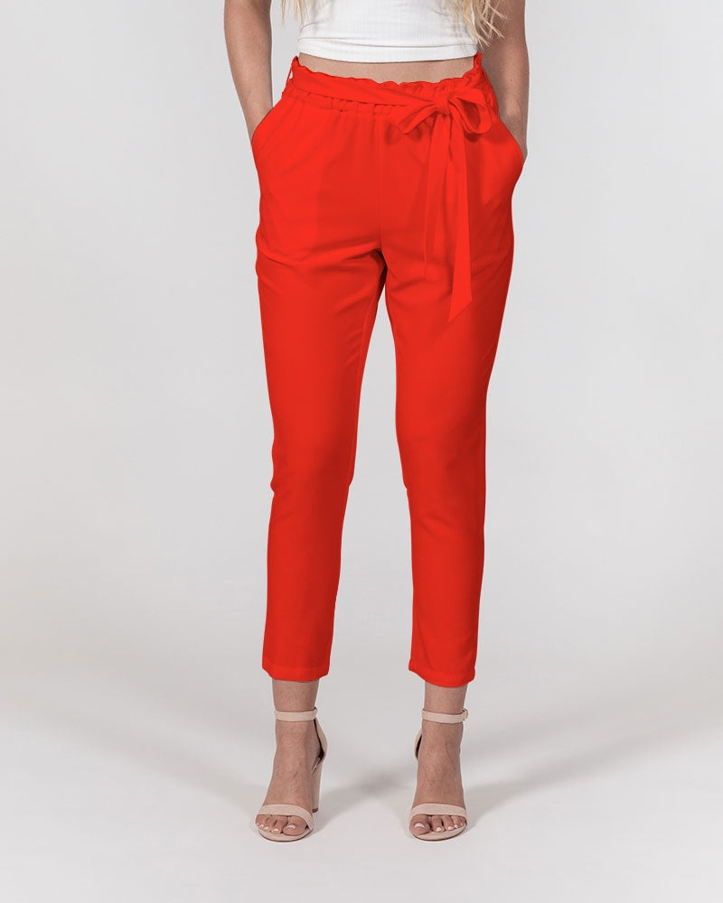 Throw The Tomato Women's All-Over Print Belted Tapered Pants