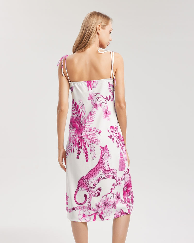 Hey Blue Women's All-Over Print Tie Strap Split Dress